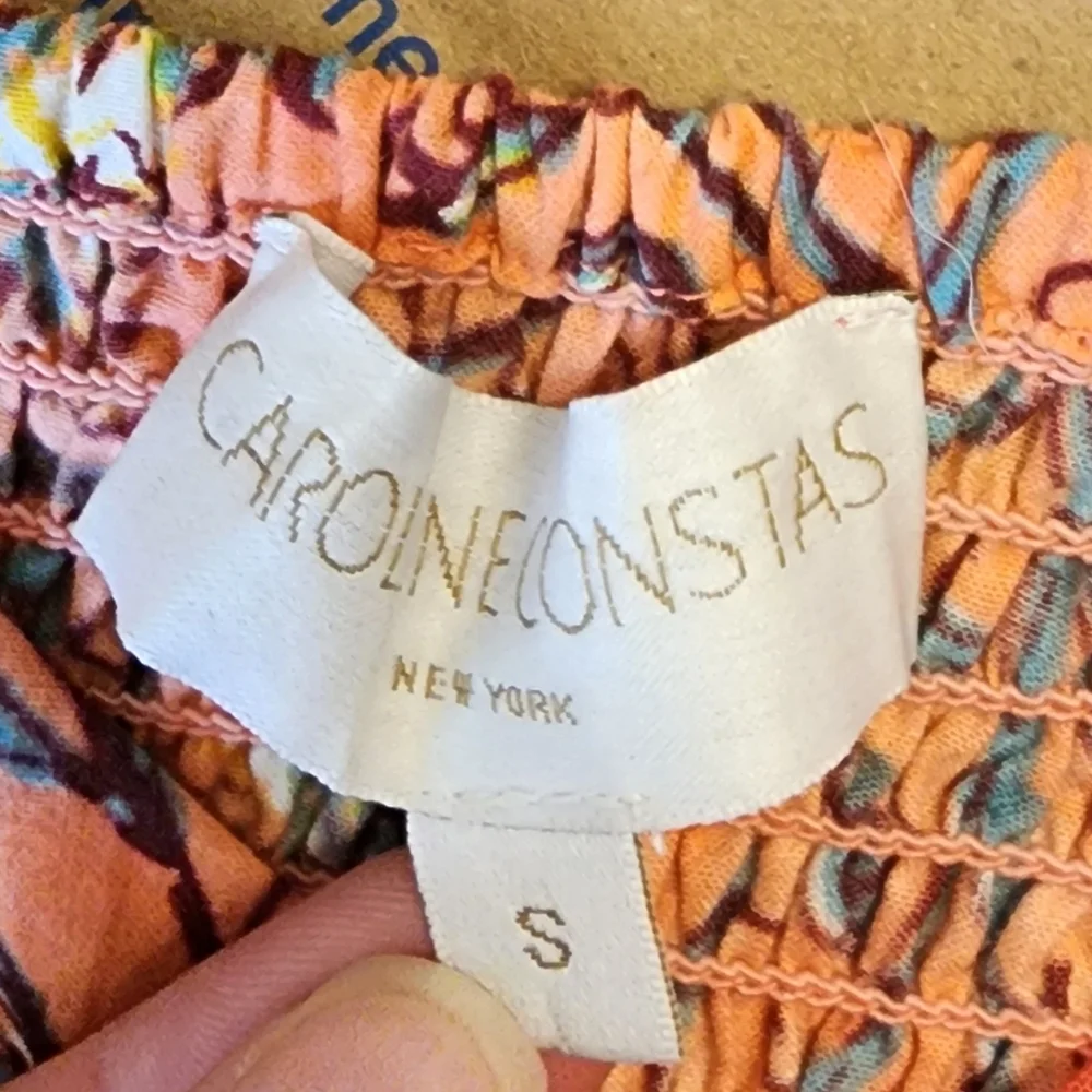 Scandi girl Dreamy Caroline Constas Coral Smocked Tier Maxi Nap Dress Small - Picture 6 of 6